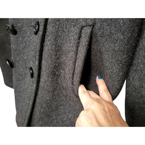 United Stated Pea Jacket Recycled Wool Nautical Peacoat - Picture 6 of 15